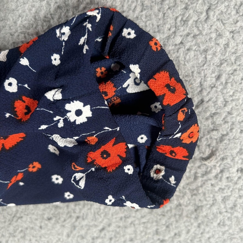 MICHAEL Michael Kors Blouse Womens Medium Navy Floral Off Shoulder 3/4 Sleeve - Picture 16 of 16